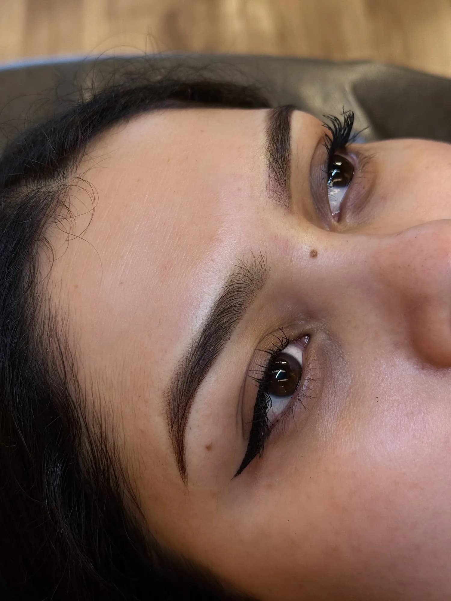 Hair stroke brow close-up by Keisha Vo
